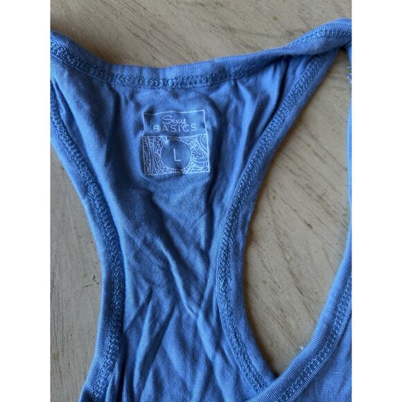 3* New Tan Tops Sexy Basics Women's Large Racerback PowerFlex Blue Peach Black - Picture 6 of 7